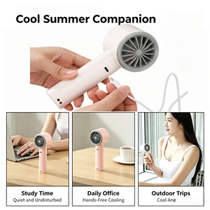 Ventilateur portable à main avec logo personnalisé, double fonction de charge et de branchement, ultra silencieux, flux d'air turbo, 3 vitesses, ventilateur de bureau pour l'extérieur et l'intérieur - Product Image 4