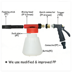 Pistolet <span class=keywords><strong>à</strong></span> mousse basse pression pour le nettoyage automobile, se connecte <span class=keywords><strong>à</strong></span> un tuyau d'arrosage, concentration de mousse réglable pour voitures, vélos, bateaux, camping-cars - Product Image 5