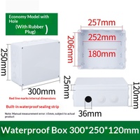 Boîte de jonction étanche IP65 en plastique ABS, 300x250x120mm, pré-percée, 12 trous, bouchons en caoutchouc, bande d'étanchéité intégrée, résistante aux UV