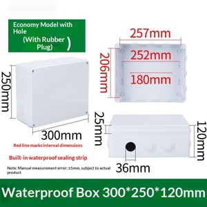 300x250x120mm IP65 <b>Waterproof</b> Junction <b>Box</b> ABS Plastic Pre-drilled 12 Holes with Rubber Plugs Built-in Sealing Strip Outdoor - Product Image 1