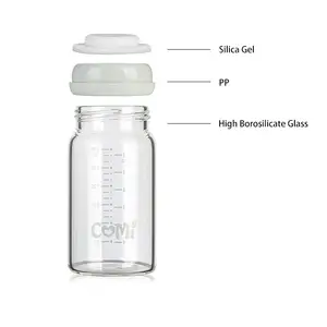 カスタマイズされたロゴ大容量ベビーミルクボトル150mlガラスベビーフード収納母乳収納ボトル