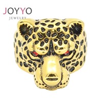 Bague pour homme en acier inoxydable, motif tête d'animal léopard et tigre, style vintage unique, pour la vente en gros