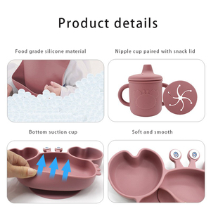 Vaisselle pour enfants en forme de gourde à motif animal, anti-fuite, en silicone, sans BPA, multifonctionnelle, très vendue - Product Image 2