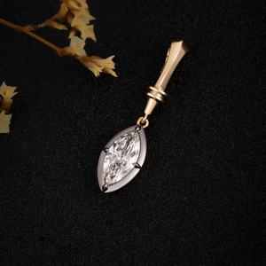 Amuletos Románticos de Oro Negro de 14K con Diamante Cultivado en Laboratorio de Corte Marquesa, Hechos en China - Product Image 1