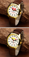 Montre-bracelet à quartz tendance avec cadran drapeau national et bracelet en cuir confortable, design unisexe décontracté pour un usage quotidien