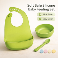 Lot de 3 pièces d'ustensiles de table en silicone pour bébé, 100% qualité alimentaire, sans BPA, motif dessin animé rouge pour enfants, bol à ventouse pour enfants Thistle