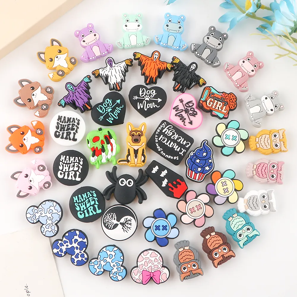 Wholesale Food Grade Bead DIY Pacifier Chain Accessories Baby Teething Cartoon Animal Charms SIlicone Focal Beads Jewelry making