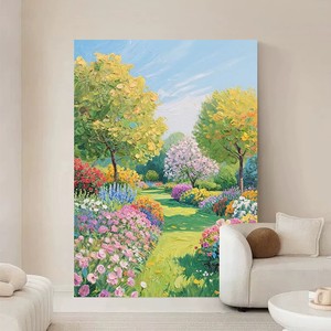 Pintura al óleo pintada a mano, estilo impresionista del jardín de Monet, arte paisajístico para decoración de pared de sala de estar, sin marco - Product Image 3