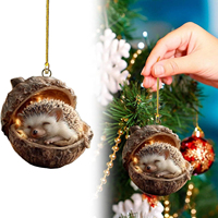 Ornements d'animaux forestiers en forme de gland, animaux de la forêt endormis et confortables, décorations rustiques pour arbre de Noël, cadeaux