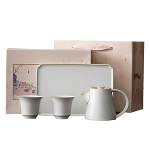 Juego de té Dehua, tetera con dos tazas, cerámica de estilo chino tradicional, regalo para uso en el hogar y la oficina - Product Image 5