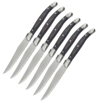 Ustensile d'extérieur couteau à Steak dentelé manche en bois ensemble de couverts 6 pièces couteau à Steak laguna avec boîte en bois