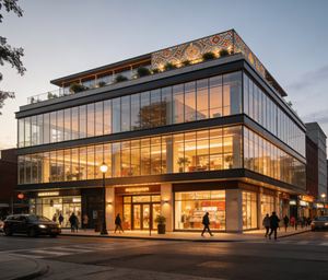 Bâtiments commerciaux modernes en structure acier préfabriquée, salles d'exposition, restaurants, librairies, cafés, magasins de vêtements - Product Image 5