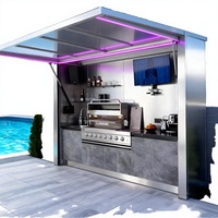 Cocina Modular para Exteriores BBQ Pod con Techo Integrado, Parrilla y Fregadero Incorporados para Patio, Villa o Jardín