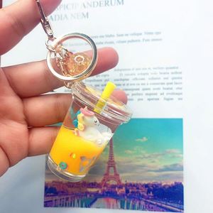 Hot Sale Mini Drink Floating Keychain Creative Cute Milk Tea Beverage Acrylic Liquid <b>Key</b> <b>Chains</b> for Bag Ornament - Product Image 5