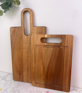 Tabla de Cortar de Madera de Acacia, Tabla de Charcutería de Madera Maciza, Tabla de Quesos Portátil de Madera, Plato para Servir Frutas para Acampar y Cocina - Product Image 2