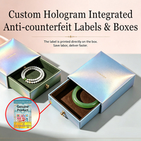 Boîte cadeau personnalisée holographique pour bague avec traçabilité par code QR et pelliculage brillant pour bijoux fins, vente en gros OEM en vrac