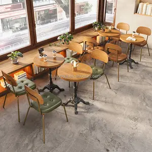 现代风格餐厅桌椅家具组合绿色织物躺椅沙发餐厅摊位带储物