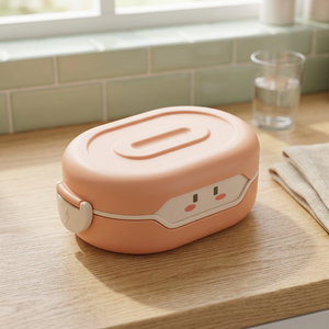 SB TECH Korean Style Rectangle Clamshell <b>Lunch</b> <b>Box</b> 2 <b>Compartments</b> 780ml BPA Free Portable Microwavable Detachable Design BENTO - Product Image 1