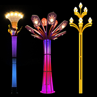 Pencahayaan Lanskap Desain Bunga Luar Ruangan Skala Besar Kustom LED untuk Proyek Lampu Seni Publik Arsitektur Taman Alun-Alun