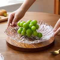 Ensemble de 4 assiettes à dîner en verre avec bordure dorée Vaisselle de mariage de luxe Assiette à dîner en verre transparente avec bordure dorée