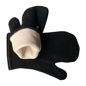 Guantes para Asados Luva Churrasco de 2 Dedos, Negros, de Piel de Vacuno, Forro de Algodón, Resistentes al Calor, Duraderos e Impermeables, para Estilo Holandés - Product Image 4