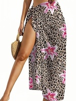Robe de plage tricotée à imprimé floral, longue, pour femme, paréo de bain, nouvelle collection, 100% polyester