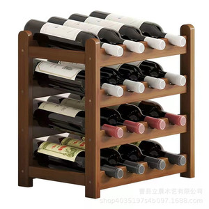 Range-bouteilles en bois massif, capacité 20-29 bouteilles, rangement domestique, étagère de présentation - Product Image 3