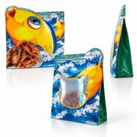 Sachet alimentaire pour animaux de compagnie recyclable imprimé en héliogravure personnalisé, à fond plat, avec fermeture éclair et huit soudures latérales, pour friandises holographiques pour chats et viande séchée