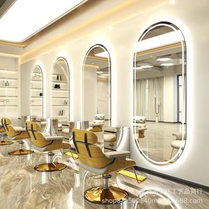 Station de coiffure moderne avec miroir en acier inoxydable, chaise de coiffeur, miroir encadré LED, mobilier de coiffure pour salon de beauté, spa, école, centre commercial - Product Image 6