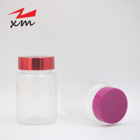 Boîte de rangement vide en plastique dépoli transparent de 80g avec bouchon à vis doré/argenté pour comprimés, capsules, vitamines et médicaments