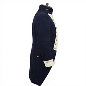 Abrigo Histórico Azul Oscuro y Blanco para Hombre, Doble Botonadura, Cuello Alto, Disfraz de Época, Uniforme, Frac - Product Image 3