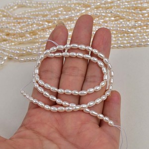 Perles d'eau douce artisanales de Zhuji, 37 cm, grains de riz naturels, 3-3,5 mm, grain peu profond, nucées, perles dispersées - Product Image 3