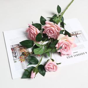 Franela emulational Rose Flower Flor de seda Ceremonia DE BODA Flor de pared Cascada Decorativa Artificial Rose al por mayor - Product Image 6