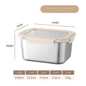 Rectangular Sealed 304 Stainless Steel Lunch <b>Box</b> with Glass Lid Buckle Silicone Ring Food Storage <b>Box</b> Depth Bento <b>Box</b> - Product Image 6