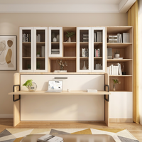 Lit Murphy réglable en métal avec panneau en chêne, design rabattable pour chambre d'amis ou bureau