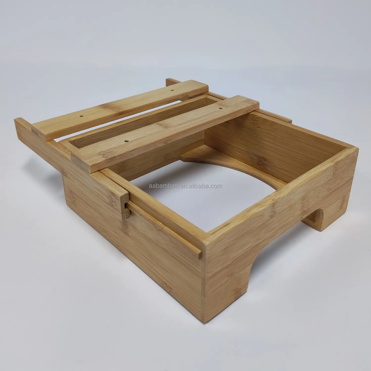 Kitchen wood caddy 9-inch bamboo paper plate holder dispenser under cabinet