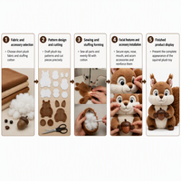 Peluche Écureuil Mignon Brodé, Jouet en Peluche Remplissable en Polyester Doux, Cadeau Kawaii d'Automne pour Enfants