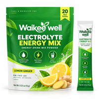 Poudre de mélange pour boisson énergisante à marque privée, citron gingembre, 20 sachets, supplément d'électrolytes pour l'hydratation, nutrition sportive pour adultes