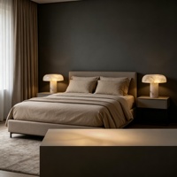 Lampe de table en marbre en forme de champignon, base cylindrique en forme de donut, design nordique, CRI élevé 90 Ra90, dimmable, garantie 3 ans, chambre à coucher