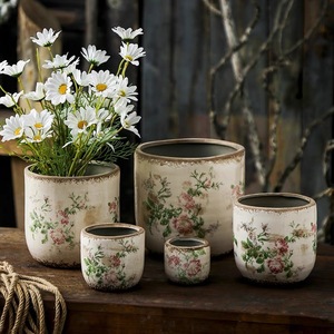 Pots <span class=keywords><strong>de</strong></span> fleurs en céramique rose rose vintage rétro français fleurs horticoles plantes vertes décorations hydroponiques - Product Image 3