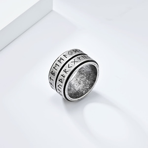 Vintage Nordic Viking letter rotating <b>ring</b> <b>for</b> <b>men</b>, niche, unique, artistic, and stylish accessories, titanium steel <b>ring</b>. - Product Image 4