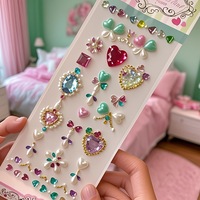 Stiker Permata Akrilik, Perhiasan Wajah untuk Pertunjukan Anak Perempuan, Stiker Wajah Kristal Warna-warni untuk Riasan DIY Anak-anak