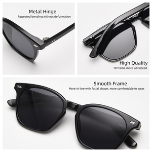 2025 lunettes de soleil polarisantes rétro de luxe avec logo personnalisé pour hommes femmes cadre bleu avec accessoire pare-soleil de personnalité artistique rouge - Product Image 3
