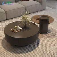 Table basse en marbre noir de style chinois, cadre en bois minimaliste italien, rangement rétractable, ensemble de salon, table de luxe légère