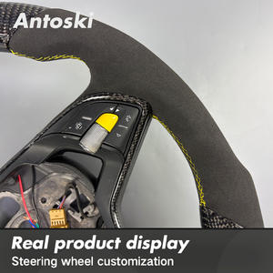 Volant en suède noir personnalisé avec fibre de carbone pour <span class=keywords><strong>SKODA</strong></span> <span class=keywords><strong>Octavia</strong></span> RS IV <span class=keywords><strong>VRS</strong></span> Superb, compatible avec l'affichage LED intelligent - Product Image 4