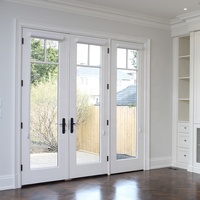 Porte d'entrée extérieure double à double battant de qualité supérieure, blanche, avec grille en verre pour villa