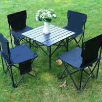 Ensemble de table et de chaises pliantes d'extérieur, ensemble complet de meubles d'extérieur en acier au carbone portable pour pique-nique, camping, barbecue