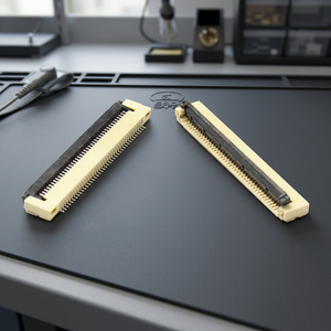 ZFPC SMT FFC FPC (câble plat flexible) à angle droit en bronze phosphoreux 1.5H 0.60W 10~60 broches, finition étain, 1 rangée 857BXXPTX-43_0.5ph, en bobine - Product Image 2