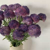 B-743 Fournitures florales en gros Plantes artificielles Fleurs décoratives Fleurs de Dianthus violettes à tige unique Fleurs en forme de boule de poils