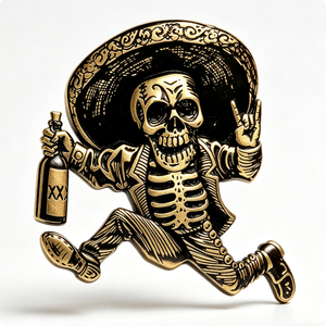 Broche en émail personnalisée en métal, motif Amour Mariachi Squelette, plaqué or vintage, imprimée UV, pour Rock & Roll, Tequila, Fête d'anniversaire, Noël - Product Image 6